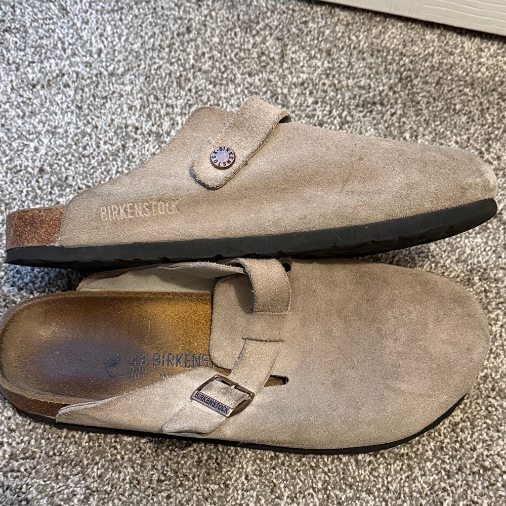 Birkenstock Taupe Suede Boston Clogs